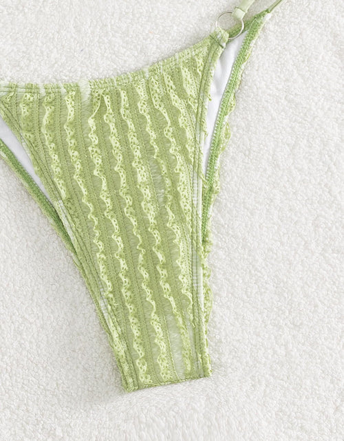 Load image into Gallery viewer, GORGLITTER Women's Lace Bikini Set Halter Triangle Thong Green Frill Size XL
