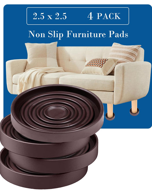 Load image into Gallery viewer, Fursafe&amp;Q Rubber Caster Cups Non Slip Furniture Pads 3" Round 4 Pack Brown
