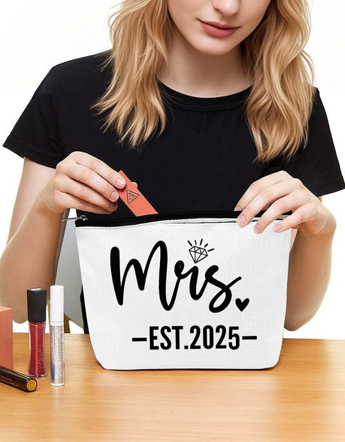 Load image into Gallery viewer, Cyntan Mrs Makeup Bag Bridal Shower Engagement Wedding Bachelorette Gift
