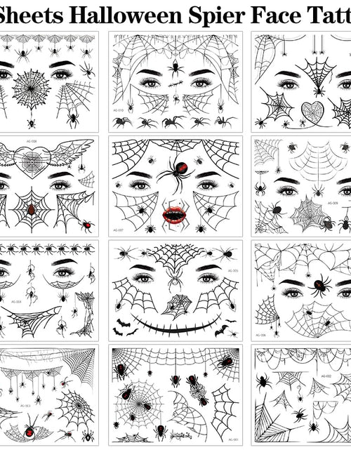 Load image into Gallery viewer, FANOST 22 Halloween Spider Face Temporary Tattoos Kids Adults Cosplay Stickers
