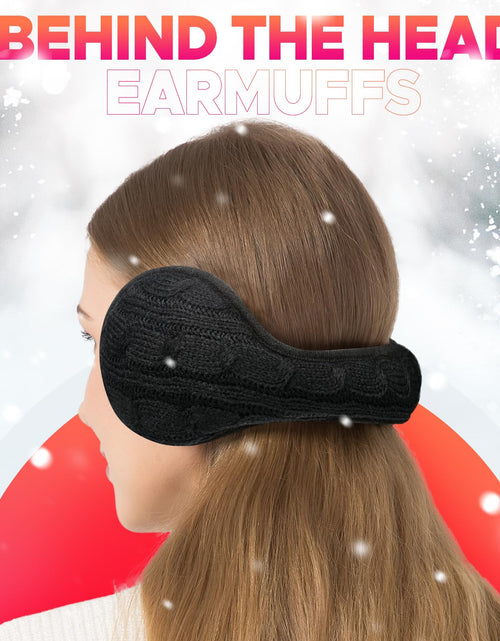 Load image into Gallery viewer, Venswell Knit Ear Muffs Winter Soft Fleece Adjustable Zz-black+white 2 PCS
