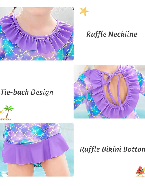 Load image into Gallery viewer, RAISEVERN Girls 2-Piece Mermaid Swimsuit Rash Guard Set A-mermaid-01 Size 3T

