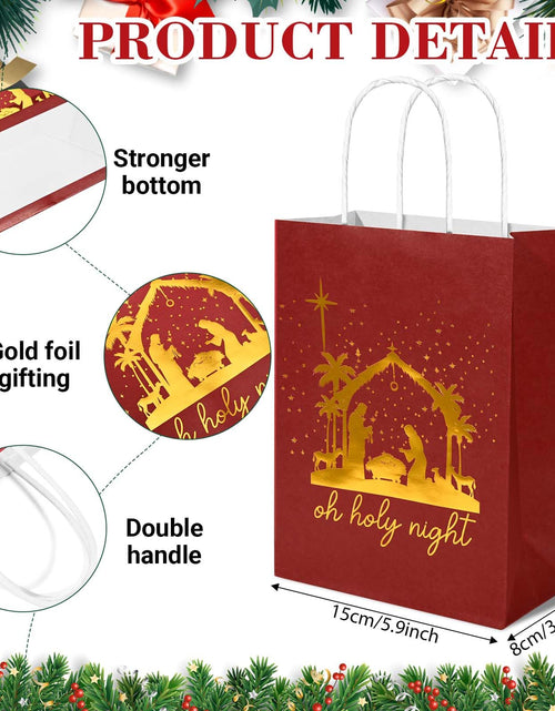 Load image into Gallery viewer, Bolsome 24Pcs Christmas Nativity Gift Bags Red Green Blue Gold Foil
