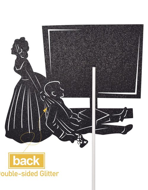 Load image into Gallery viewer, Little Man Game Over Wedding Cake Topper Double-sided Black Glitter 5.5x4.5in
