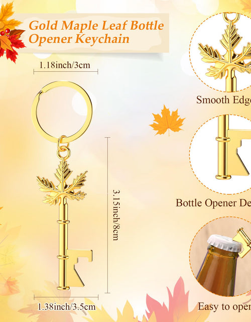 Load image into Gallery viewer, Yiyiring 24 Sets Thanksgiving Party Maple Leaf Keychain Bottle Opener Gold
