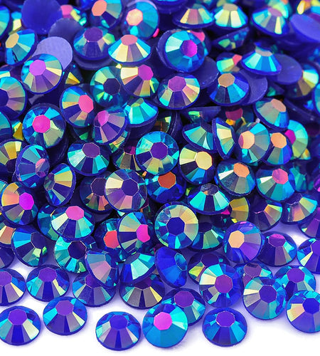Blinginbox 1500pcs 5mm AB Resin Flatback Rhinestones Round Non-Hotfix Sapphire