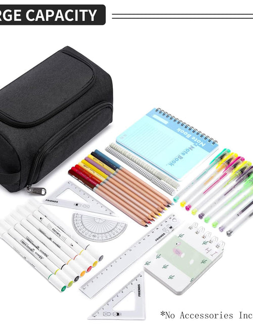 Load image into Gallery viewer, XQXA Large Capacity Pencil Case Organizer Multifunctional Travel Pen Bag Black
