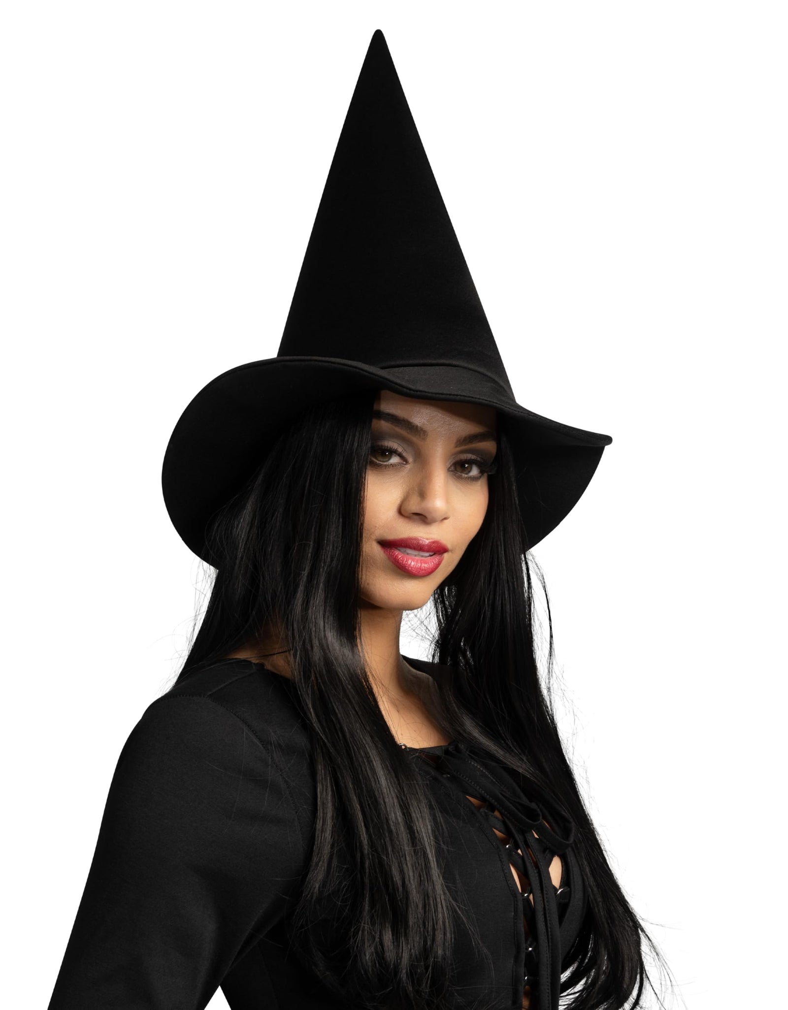 Spooktacular Creations Halloween Black Witch Hat Soft Satin Costume Accessory