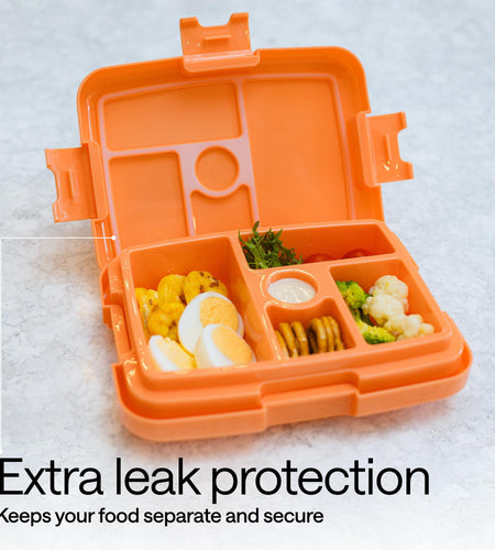WONDER FAMILY Bento Box 5 Leakproof Containers Insulated Lunch Box Orange
