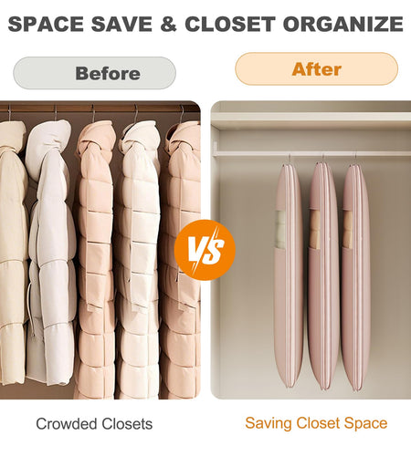 TPTAL Space Saving Hanging Garment Bag Beige with Self Compression Zipper