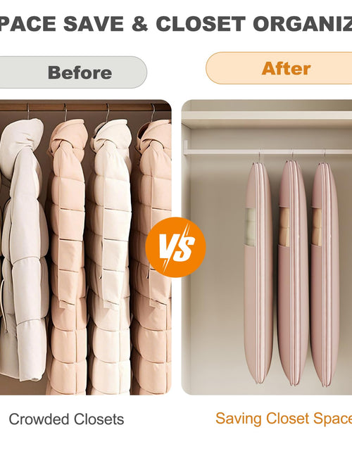 Load image into Gallery viewer, TPTAL Space Saving Hanging Garment Bag Beige with Self Compression Zipper
