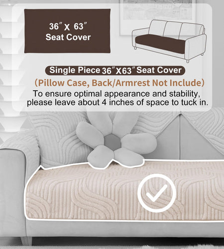 Aucrovee Plush Non Slip Sofa Cover 3 Cushion 36x63 White 1 PCS