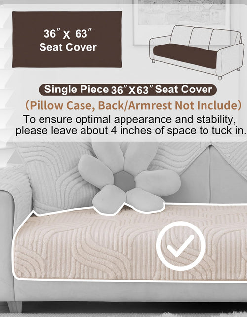 Load image into Gallery viewer, Aucrovee Plush Non Slip Sofa Cover 3 Cushion 36x63 White 1 PCS
