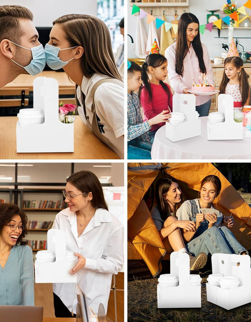 Load image into Gallery viewer, Bodaon 2 Cup Drink Carrier with Handle, 15 Pcs Kraft Paper Disposable
