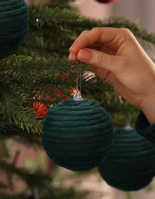 Load image into Gallery viewer, Soulchen 15 Pcs 3.15" Large Green Velvet Flocked Christmas Balls Ornaments
