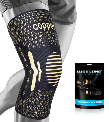 Lusenone Copper Knee Brace Compression Sleeve 2 Pack Black Size L