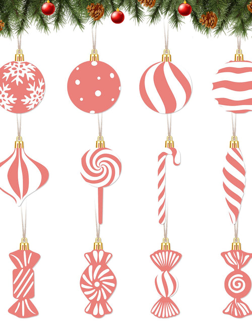 Load image into Gallery viewer, Arosche Christmas Candyland Tree Decorations 24Pcs Pink Wooden Ornaments
