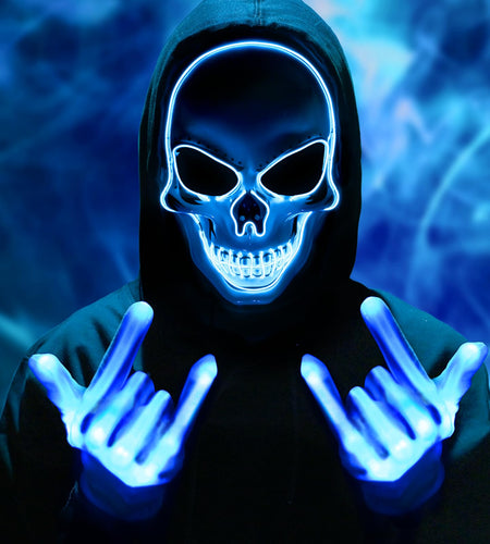 Waipfaru Halloween Scream Mask with Gloves Blue 2PCS Plastic