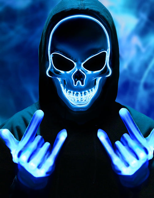 Load image into Gallery viewer, Waipfaru Halloween Scream Mask with Gloves Blue 2PCS Plastic

