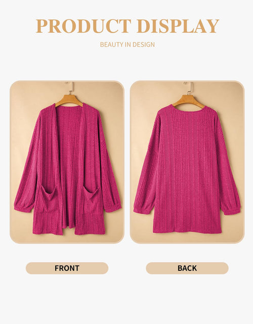 Load image into Gallery viewer, Eytino Womens Plus Size Casual Open Front Long Sleeve Red Dahlia Size 2XL
