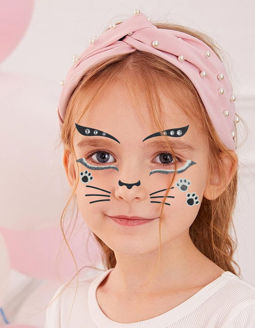 Load image into Gallery viewer, Totelux Cat Face Glitter Tattoos Stickers Temporary Tattoo 2Pcs
