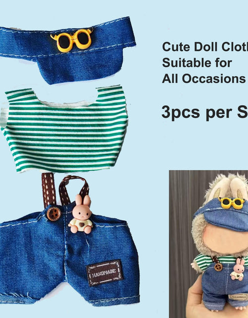 Load image into Gallery viewer, FUEMEILY LABUBU Doll Clothes 3 Sets Handmade Adjustable Kawaii Outfits Size 17cm
