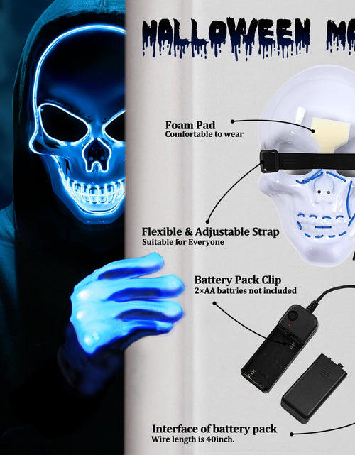 Load image into Gallery viewer, Waipfaru Halloween Scream Mask with Gloves Blue 2PCS Plastic
