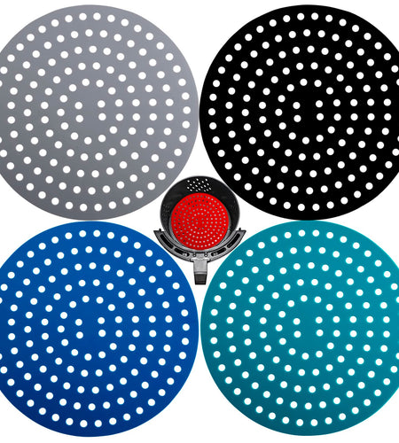 Viwehots Silicone Air Fryer Liners 8" Non Stick Reusable 4 Pack Mixed Colors