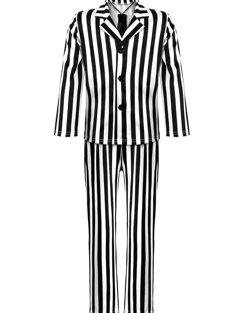 Load image into Gallery viewer, Haysandy Kids Halloween Black White Striped Suit Costume Size Large

