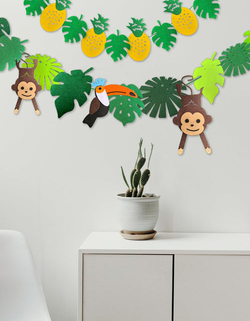 Load image into Gallery viewer, Leyhooney Christmas Jungle Felt Decor Set Tropical Toucan Monkey Palm Leaf
