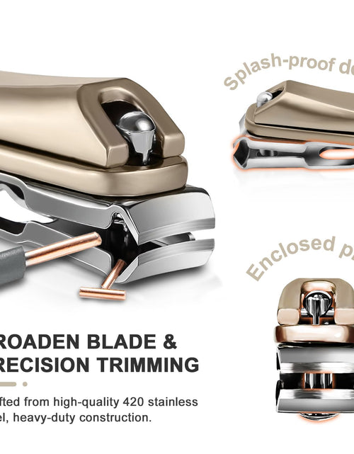 Load image into Gallery viewer, ILLFER Toe Nail Clippers 360° Rotating Long Handle Gold Stainless Steel
