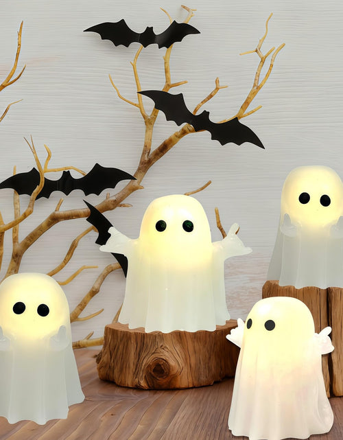 Load image into Gallery viewer, Nafhone Halloween Ghost Flameless LED Candles 4 Pack Real Wax White 8x7cm

