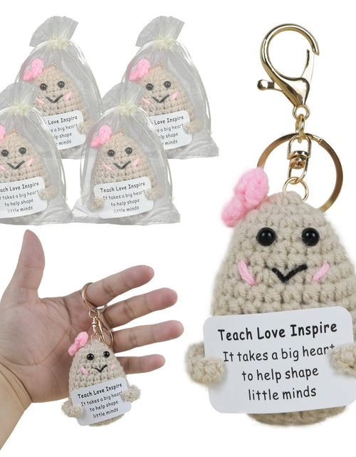 Load image into Gallery viewer, 4pc Inspirational Crochet Potato Keychain Set Green with Organza Bag 2.36"

