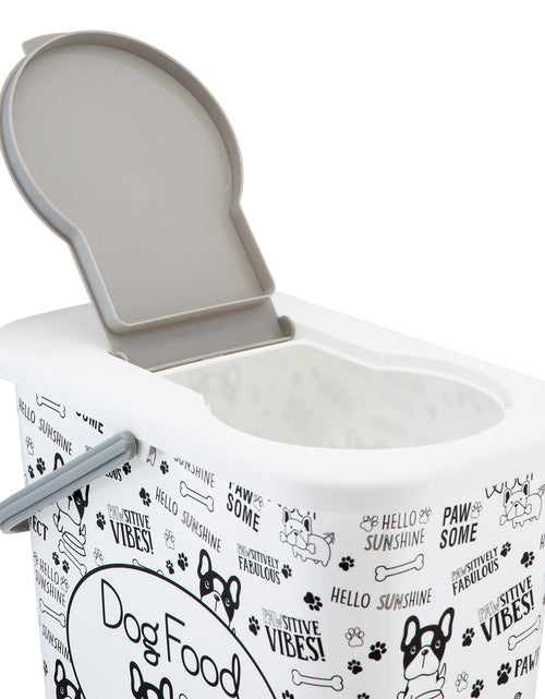 Load image into Gallery viewer, Pounce + Fetch 3 Gallon Pet Dry Food Container with Scooper White
