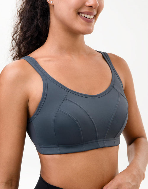 Load image into Gallery viewer, Luvrobes Women's Sports Bra Racerback Adjustable Straps Grey Size M
