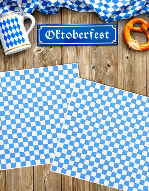Load image into Gallery viewer, GotGala Oktoberfest Deli Sandwich Paper Blue White Checkered 100 Pcs
