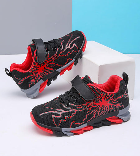 Sypsfwco Kids Running Sneakers Mesh Athletic Rubber Sole Black-Red Size 3.5 US