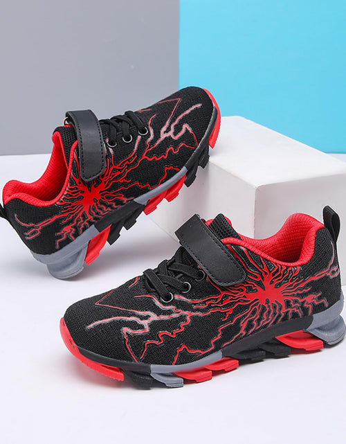 Load image into Gallery viewer, Sypsfwco Kids Running Sneakers Mesh Athletic Rubber Sole Black-Red Size 3.5 US
