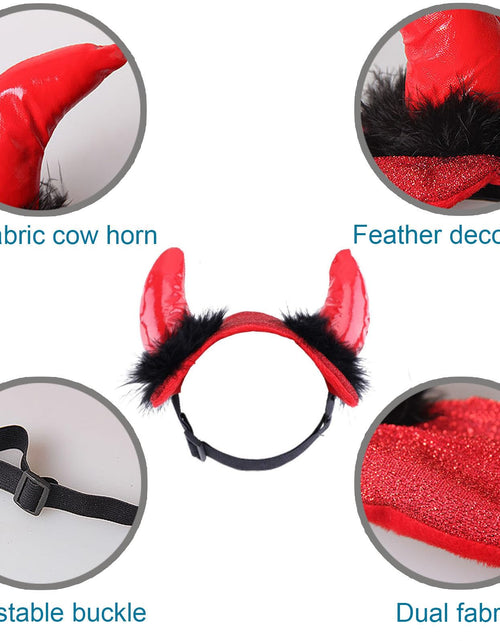 Load image into Gallery viewer, ABLAZEZAI Pet Halloween Devil Horn Headband Adjustable Red Size Large

