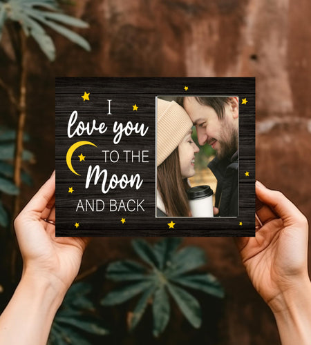 CAIFZ I Love You to the Moon and Back Picture Frame 4x6 Gift for Couple