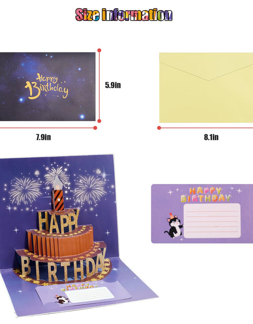 Load image into Gallery viewer, CANREVEL 3D Pop Up Fireworks Birthday Card LED Music Orange Cake Color
