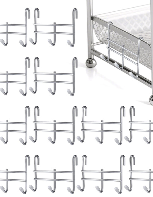 Load image into Gallery viewer, Dimeho 12pcs 3 Hook Wire Shelving Attachment Silver 3.74x3.27x1.38in
