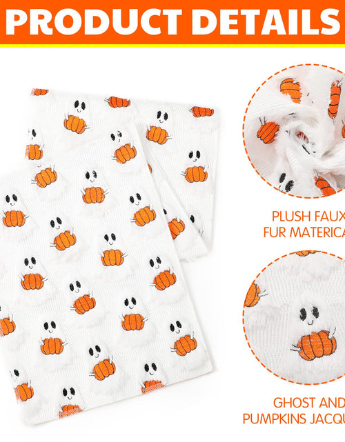 Load image into Gallery viewer, Frienda Fall Ghost Pumpkin Table Runner Ivory Plush 13x72 Inch
