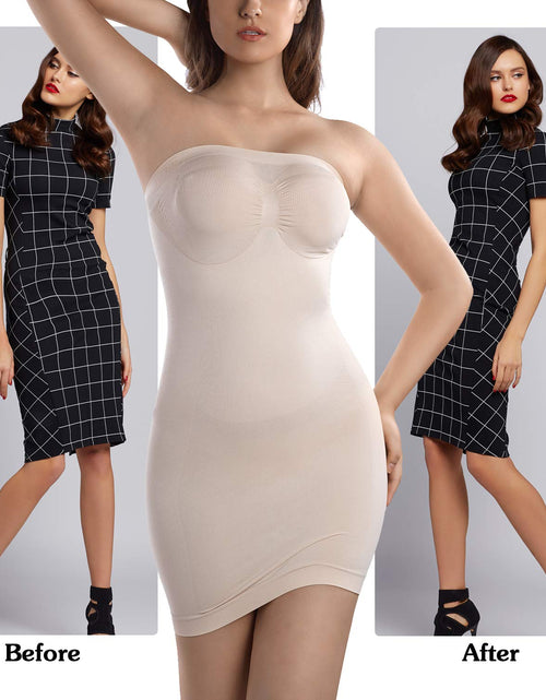 Load image into Gallery viewer, MD Women's Strapless Full Body Slip Shaper Seamless Nude Size Large
