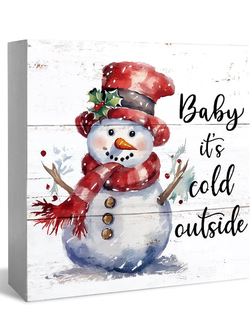 Load image into Gallery viewer, XDFVL Wooden Box Sign Baby It's Cold Outside Snowman Christmas 5x5 Inch
