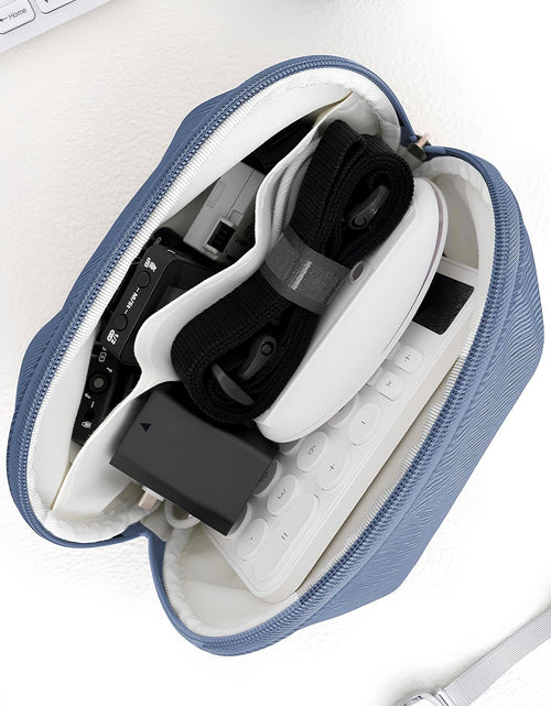 Load image into Gallery viewer, E-Tree Makeup Bag Half Moon Cosmetic Pouch Travel Toiletry Organizer Blue
