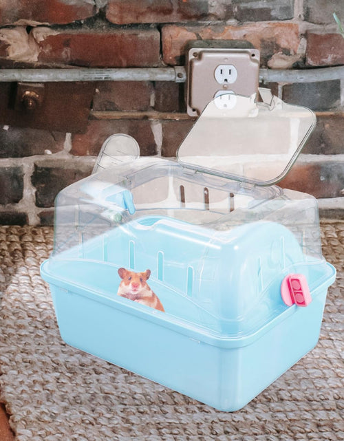 Load image into Gallery viewer, Totority Panoramic Sunroof Hamster Carrier Cage Sky-Blue Portable Plastic
