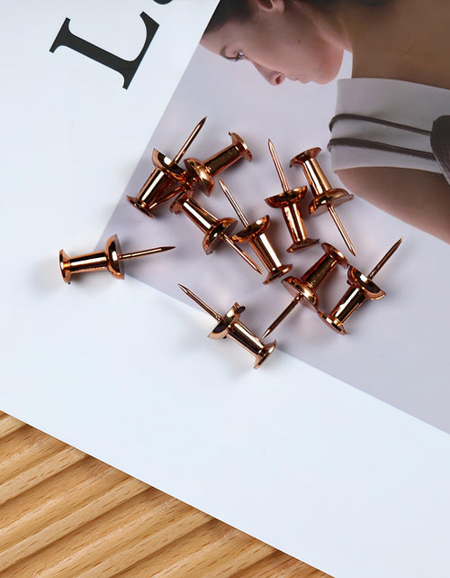 Load image into Gallery viewer, Bomeirc Rose Gold Push Pins 100pcs Double Headed Decorative Tacks with Box
