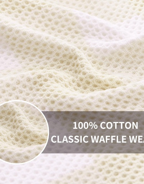 Load image into Gallery viewer, Homaxy Cotton Waffle Weave Check Plaid Dish Cloths 12x12 White Beige 6-Pack
