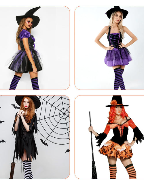 Load image into Gallery viewer, Tweruna 3 Pair Women's Knee High Striped Socks Orange Black Purple
